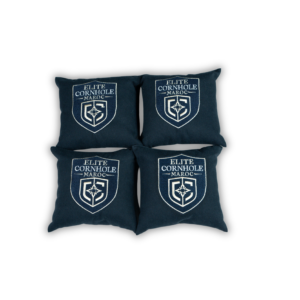 Lot de 4 sacs de jeux brodés en bleu, avec finition soignée et identité visuelle premium.